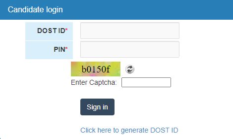dost application login|Candidate login page .
